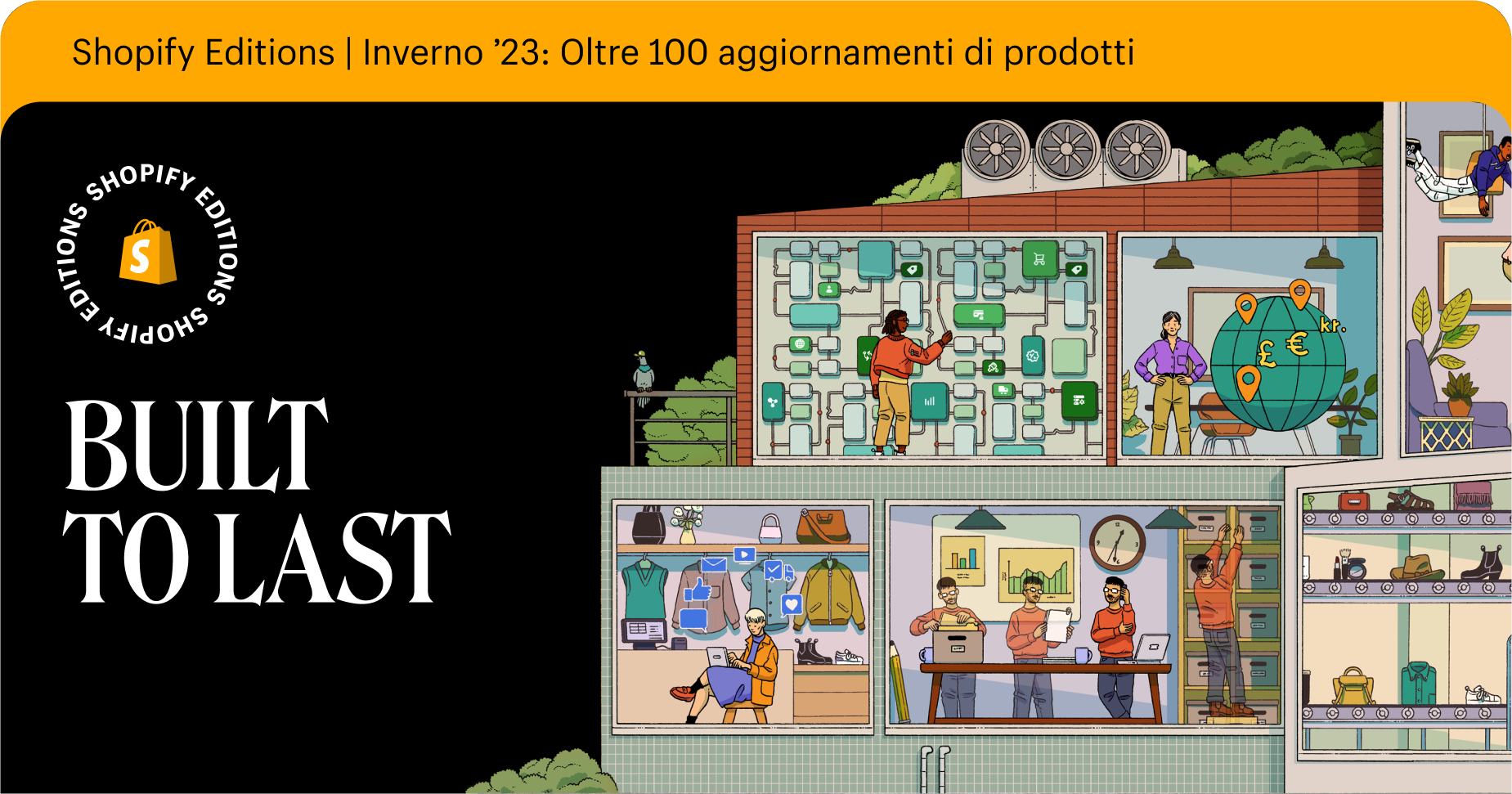 Shopify Editions: Introduzione di un checkout del negozio con conversioni più elevate, strumenti di localizzazione facili da usare e una rete di evasione ordini semplicissima da usare per i commercianti