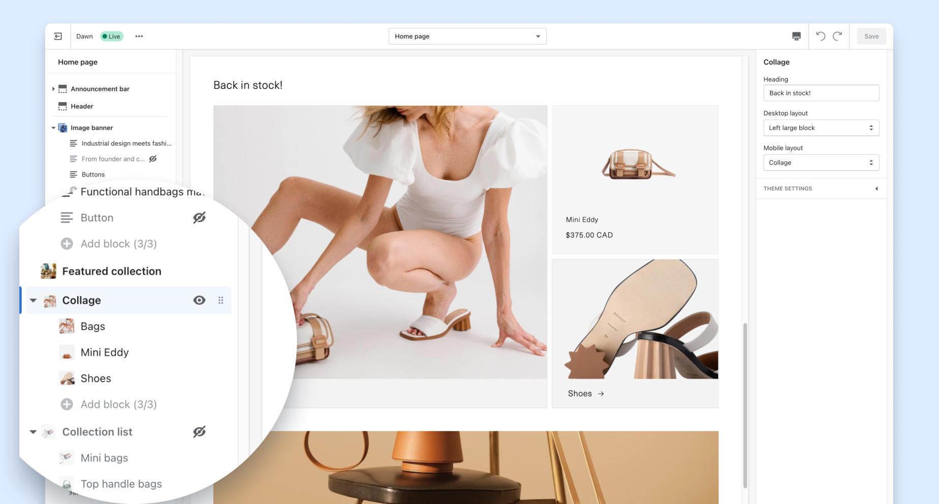 Scopri la flessibilità del tema Shopify Dawn